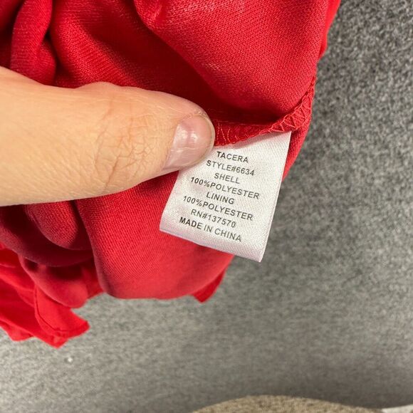 Tacera Dress Women M Medium Red Shift Midi Lined Sleeveless Hook & Eye Casual - Picture 6 of 7